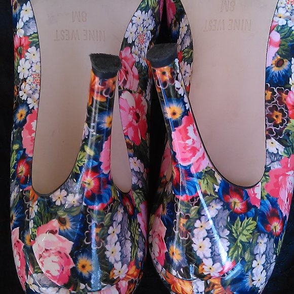 Nine West Floral Pumps Stilettos "Flax" SZ 8M - Picture 5 of 8